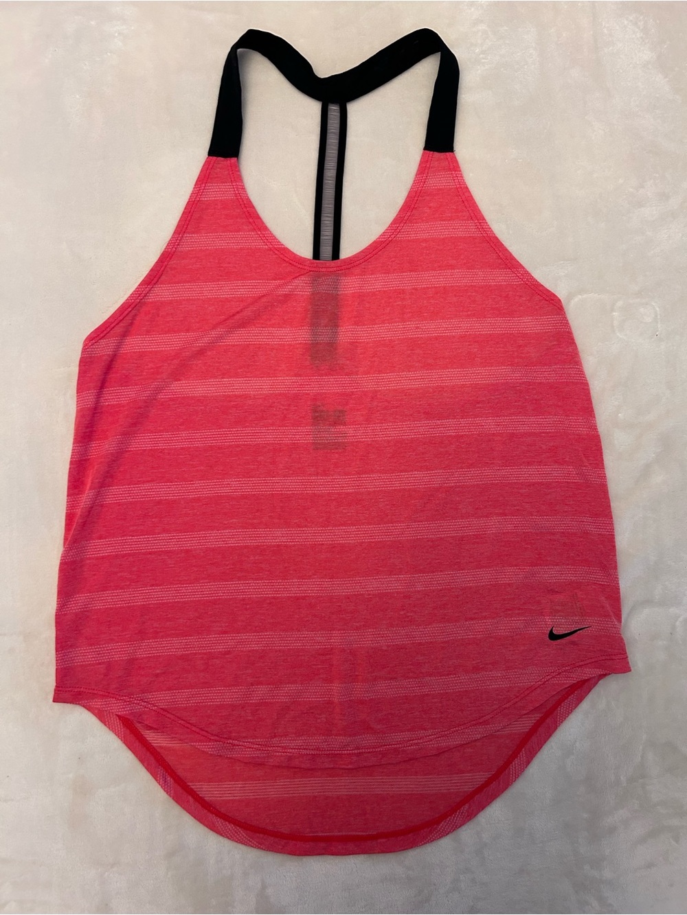Nike Women’s Pink Striped Racerback Workout Tank with Black Strap